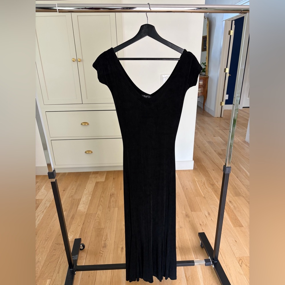 SOLD Vintage Betsey Johnson Black off the shoulder Maxi Dress